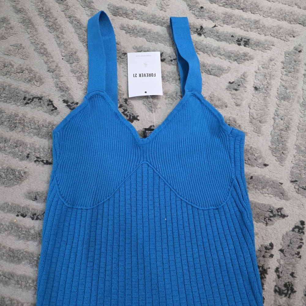 NEW**Blue Ribbed Crop Top